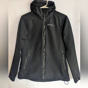 Eddie Bauer Womens Small Black Light Jacket Micro Grid fleece Thermal Top Rei